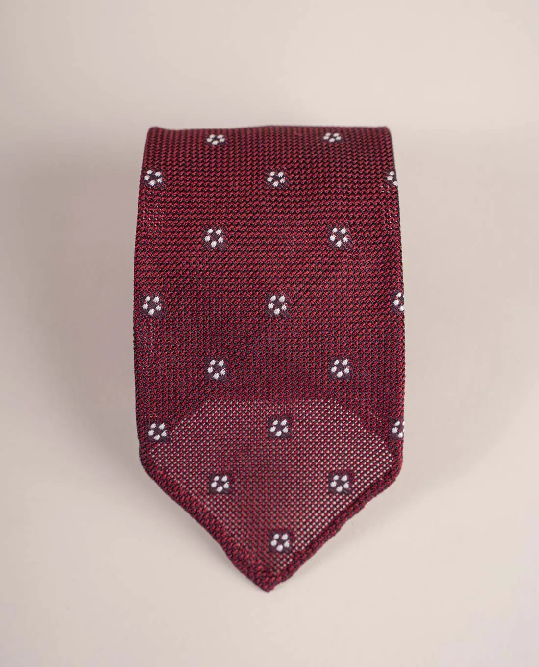 Original Grenadine Silk Tie - Burgundy and White Flower sold by Paolo Albizzati product image thumbnail 5
