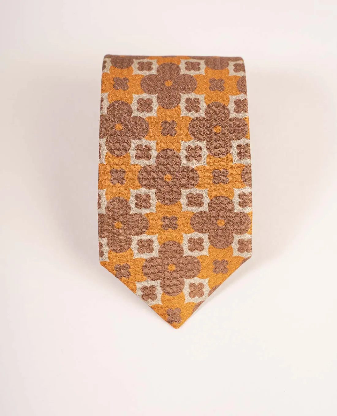 Printed Textured Jacquard Silk Tie - Rust Floral Archives Print sold by Paolo Albizzati product image thumbnail 4