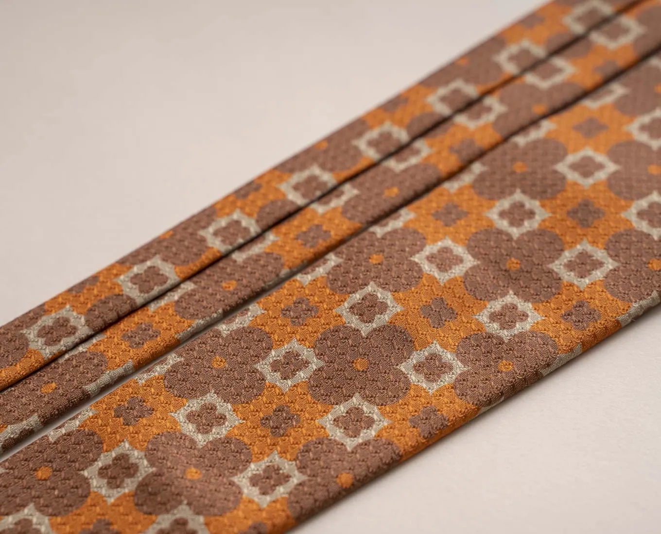 Printed Textured Jacquard Silk Tie - Rust Floral Archives Print sold by Paolo Albizzati product image thumbnail 2
