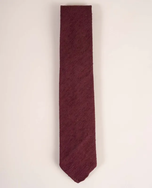 Shantung Silk Tie - Burgundy Solid sold by Paolo Albizzati