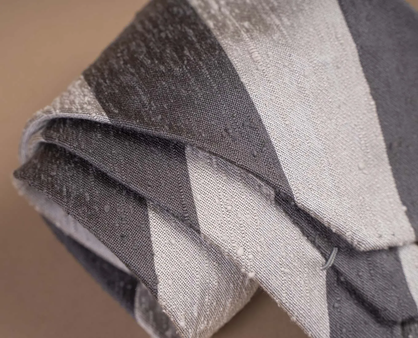 Shantung Silk Tie - Grey and White Stripes sold by Paolo Albizzati product image thumbnail 3