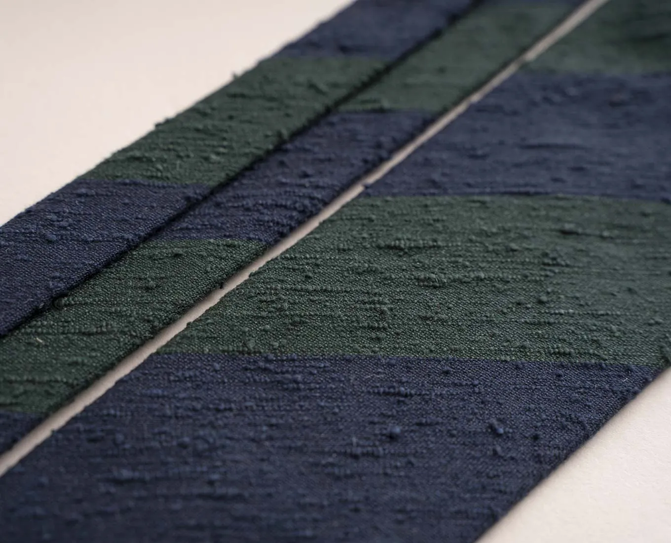 Shantung Silk Tie - Green and Navy Blue Stripes sold by Paolo Albizzati product image thumbnail 2