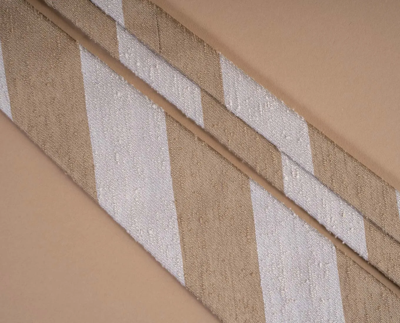 Shantung Silk Tie - Beige and White Stripes sold by Paolo Albizzati product image thumbnail 3