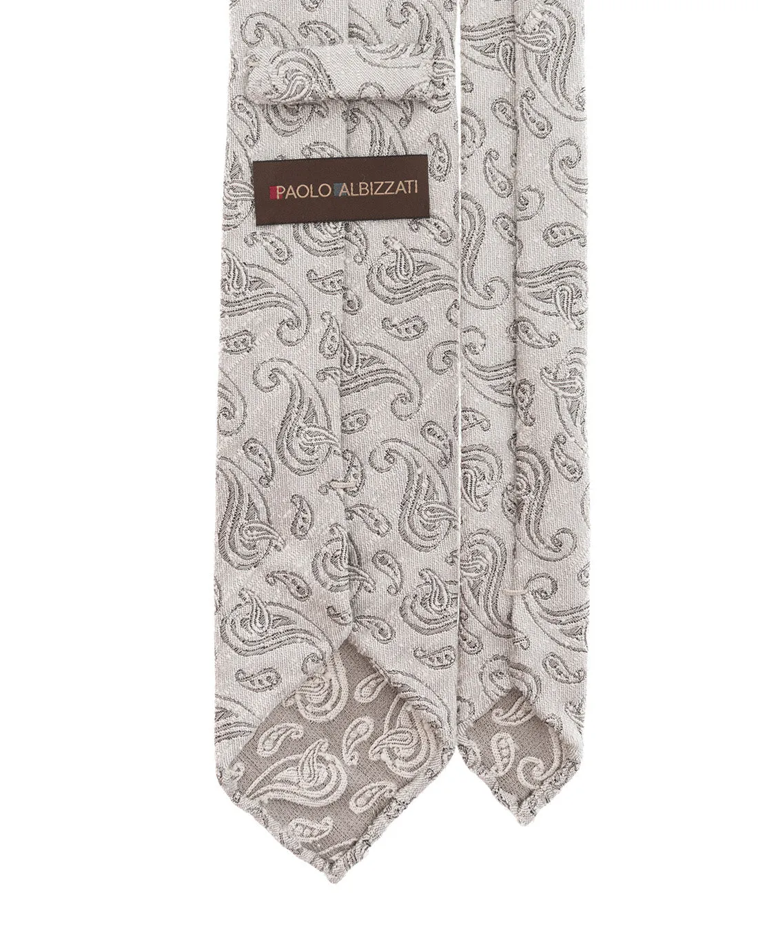 Shantung Silk Tie - White and Grey Paisley sold by Paolo Albizzati product image thumbnail 2