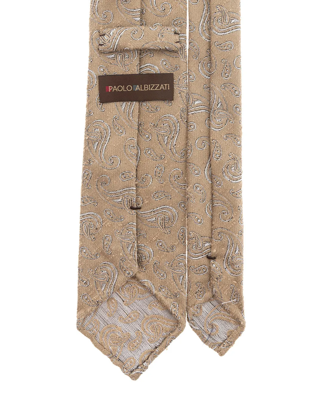 Shantung Silk Tie - Beige Paisley sold by Paolo Albizzati product image thumbnail 2