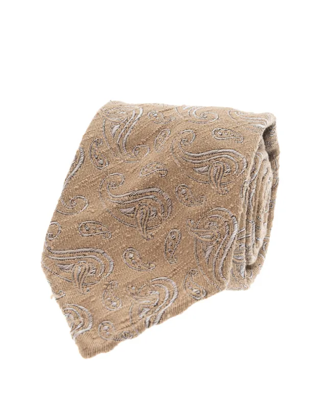 Shantung Silk Tie - Beige Paisley sold by Paolo Albizzati
