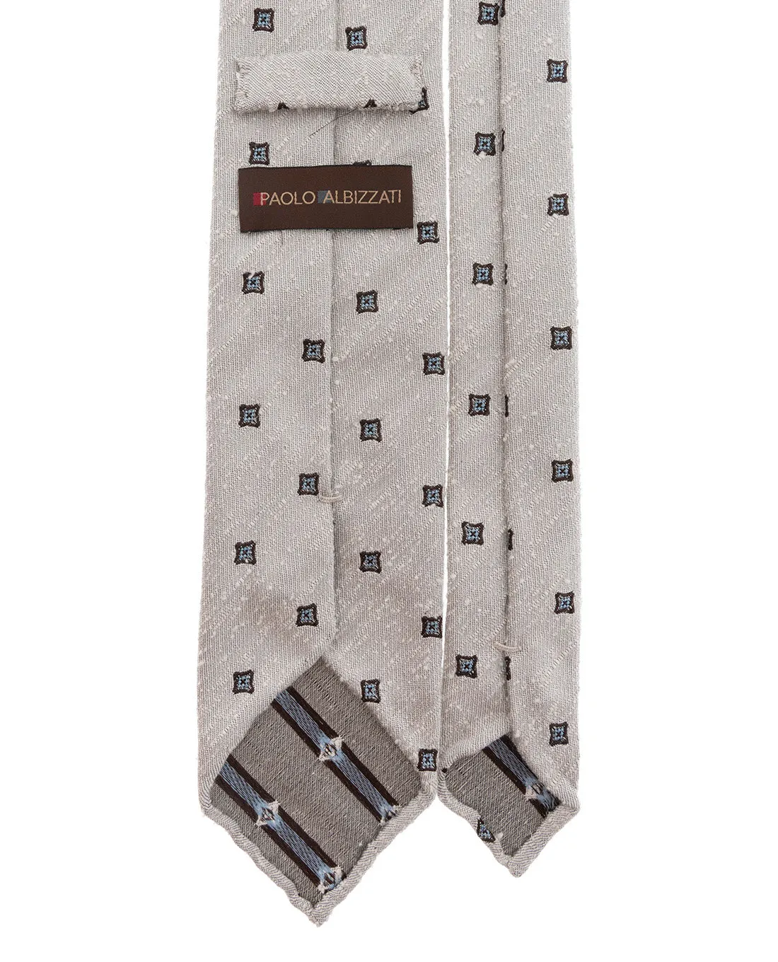 Shantung Silk Tie - Off-White Micro Motif sold by Paolo Albizzati product image thumbnail 2