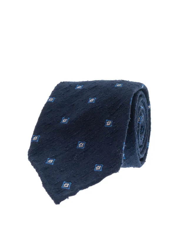 Shantung Silk Tie - Navy Micro Motif sold by Paolo Albizzati
