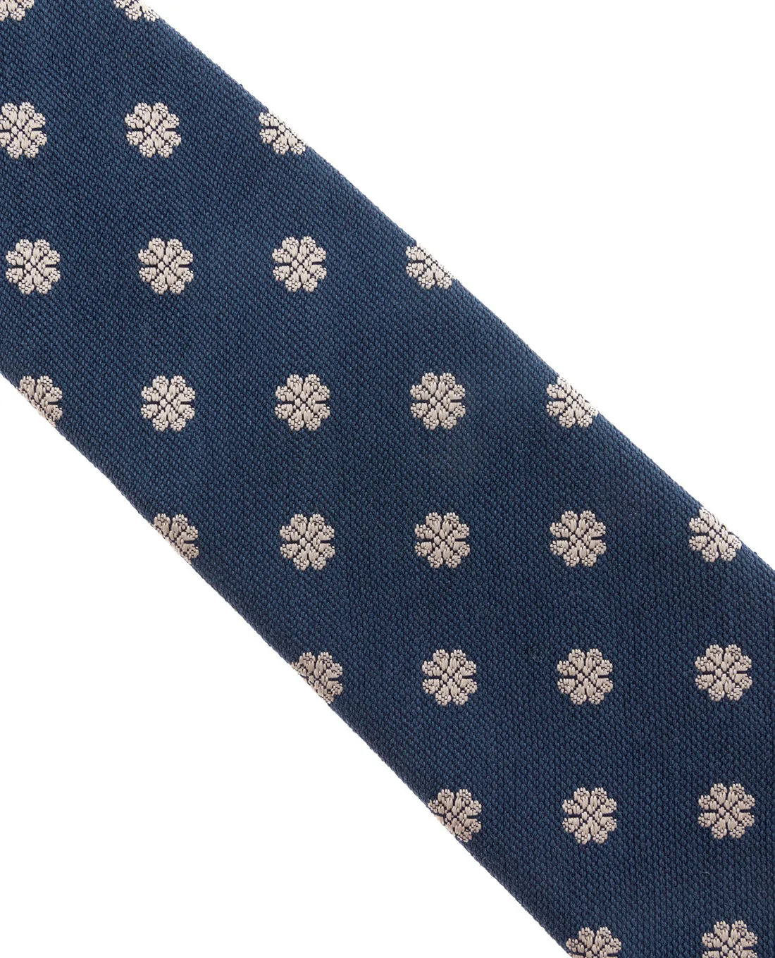 Bouclé Silk Tie - Navy Blue and White Micro Motif sold by Paolo Albizzati product image thumbnail 3