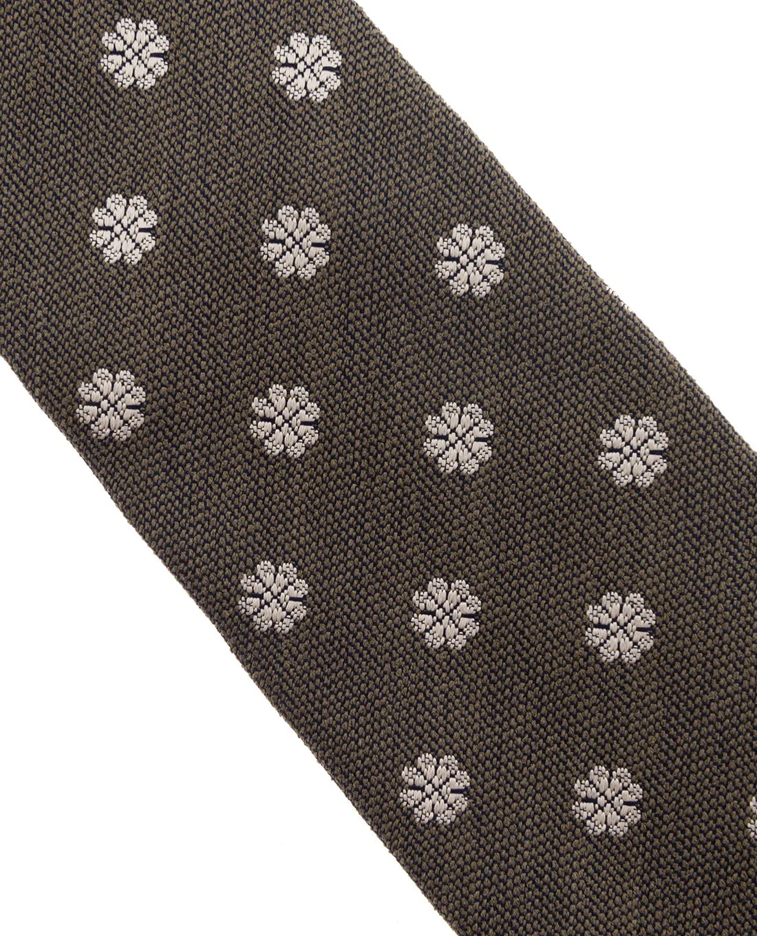 Bouclé Silk Tie - Khaki Green and White Micro Motif sold by Paolo Albizzati product image thumbnail 3