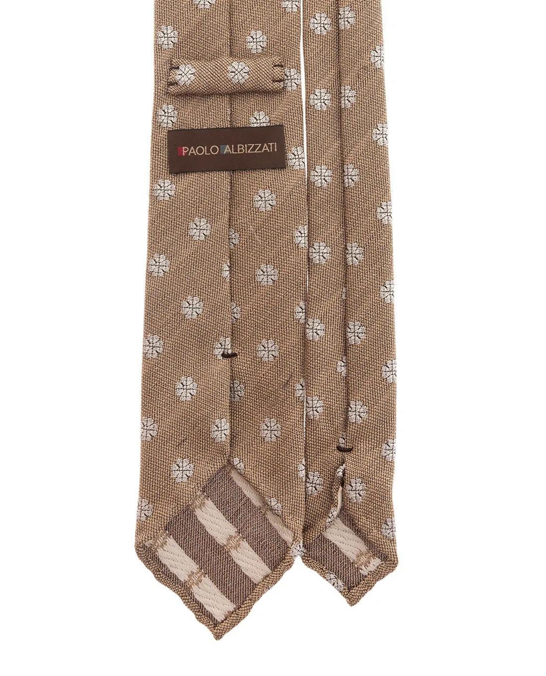 Bouclé Silk Tie - Beige and White Micro Motif sold by Paolo Albizzati product image thumbnail 2