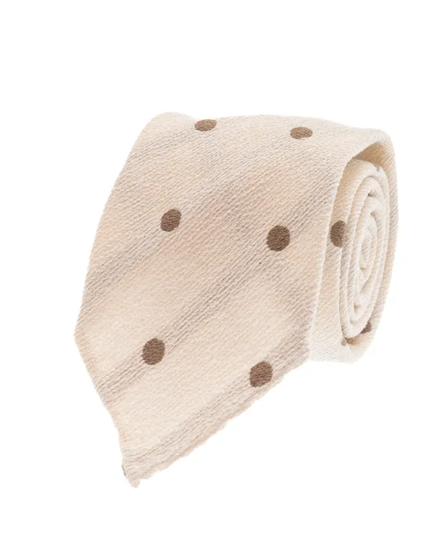 Bouclé Silk Tie - White Dots sold by Paolo Albizzati