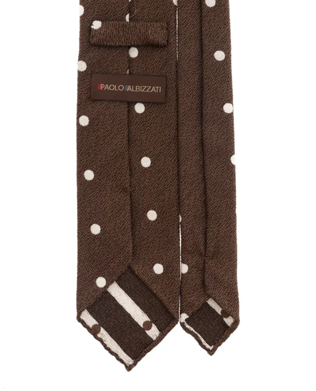 Bouclé Silk Tie - Brown and White Dots sold by Paolo Albizzati