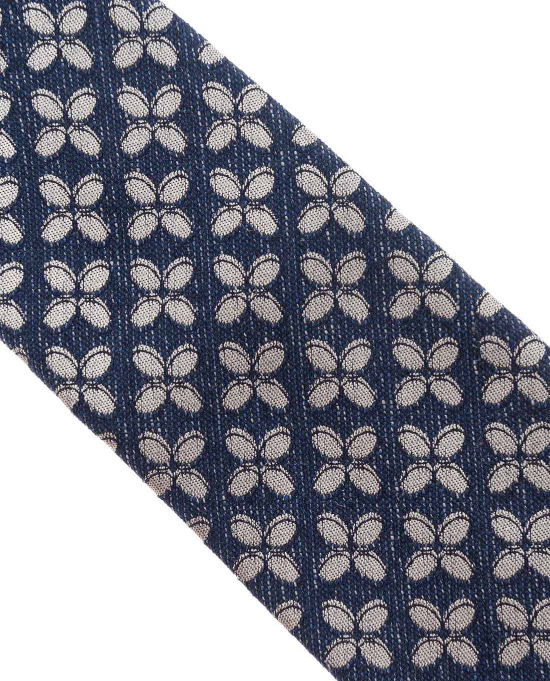 Bouclé Silk Tie - Navy Blue Flower sold by Paolo Albizzati product image thumbnail 3