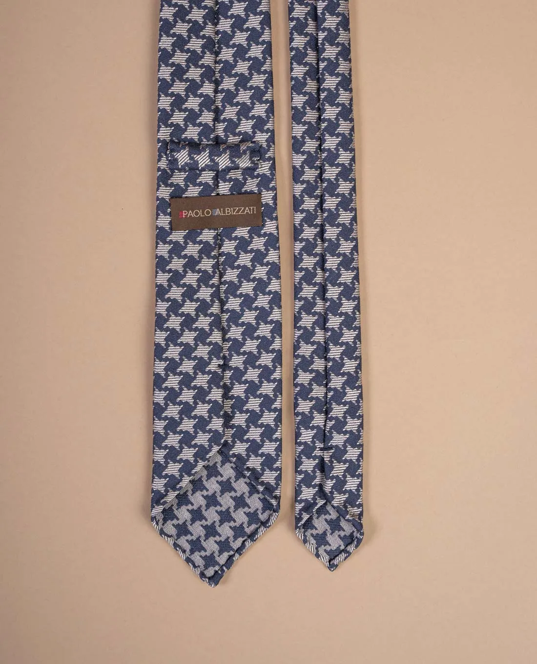 Bouclé Silk Tie - Navy Blue Houndstooth sold by Paolo Albizzati product image thumbnail 2