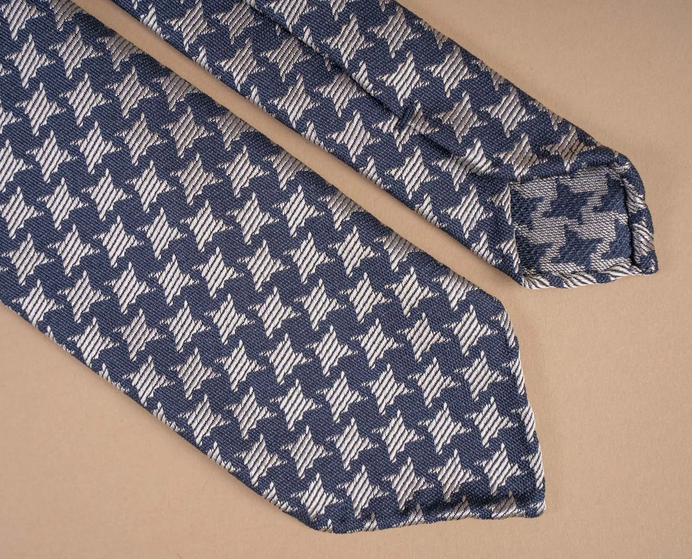 Bouclé Silk Tie - Navy Blue Houndstooth sold by Paolo Albizzati product image thumbnail 4
