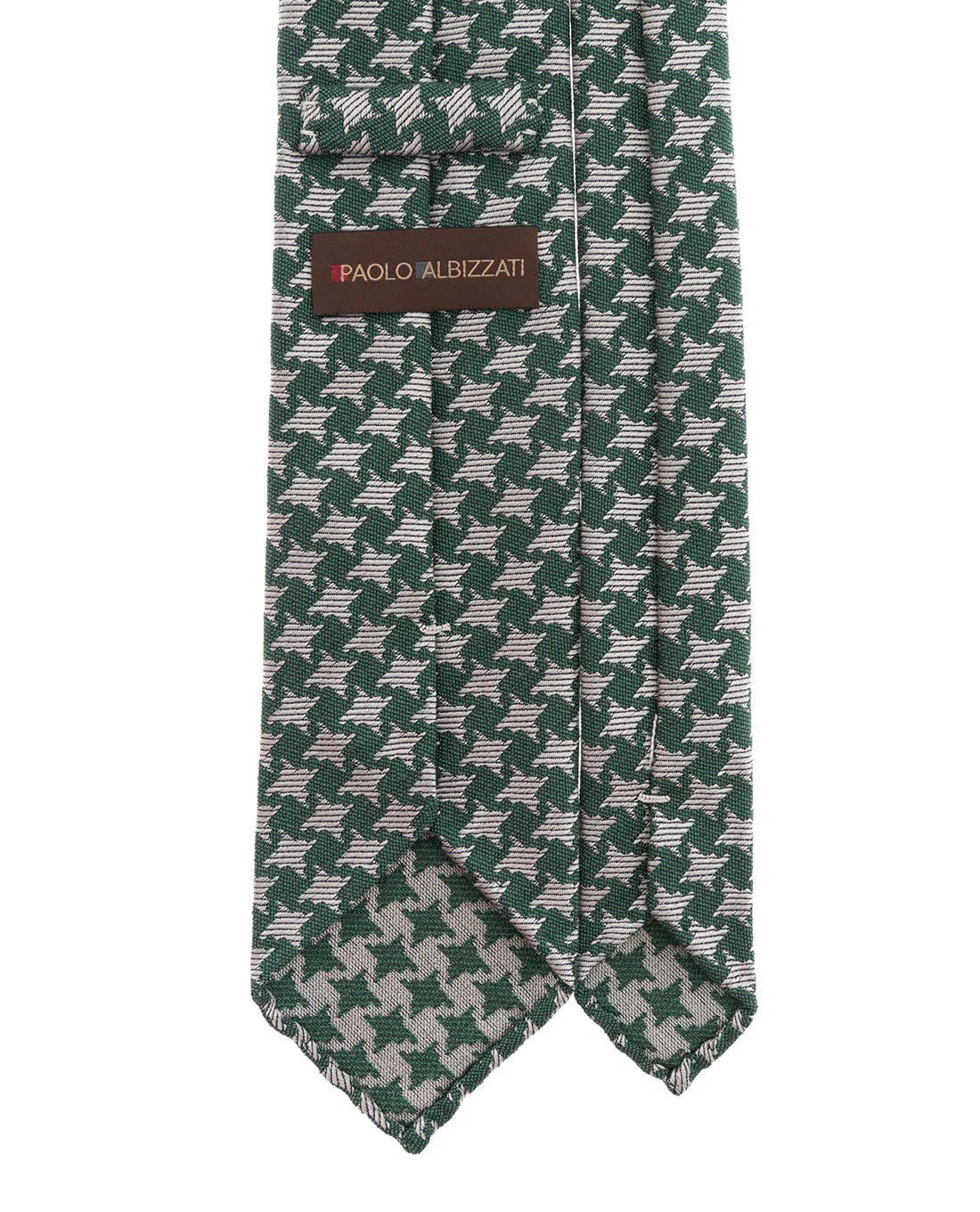 Bouclé Silk Tie - Green Houndstooth sold by Paolo Albizzati product image thumbnail 2