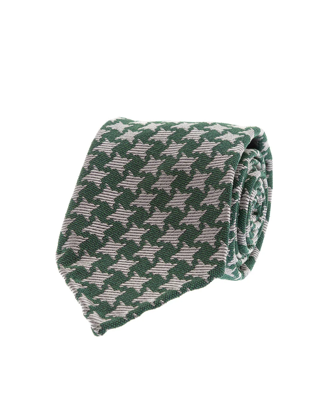 Bouclé Silk Tie - Green Houndstooth sold by Paolo Albizzati