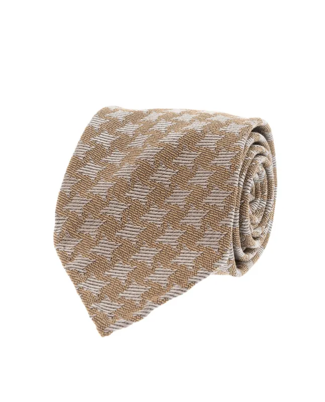 Bouclé Silk Tie - Beige Houndstooth sold by Paolo Albizzati