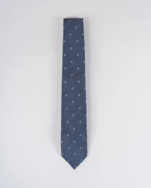 Original Grenadine Silk Tie - Grey with White Flowers sold by Paolo Albizzati