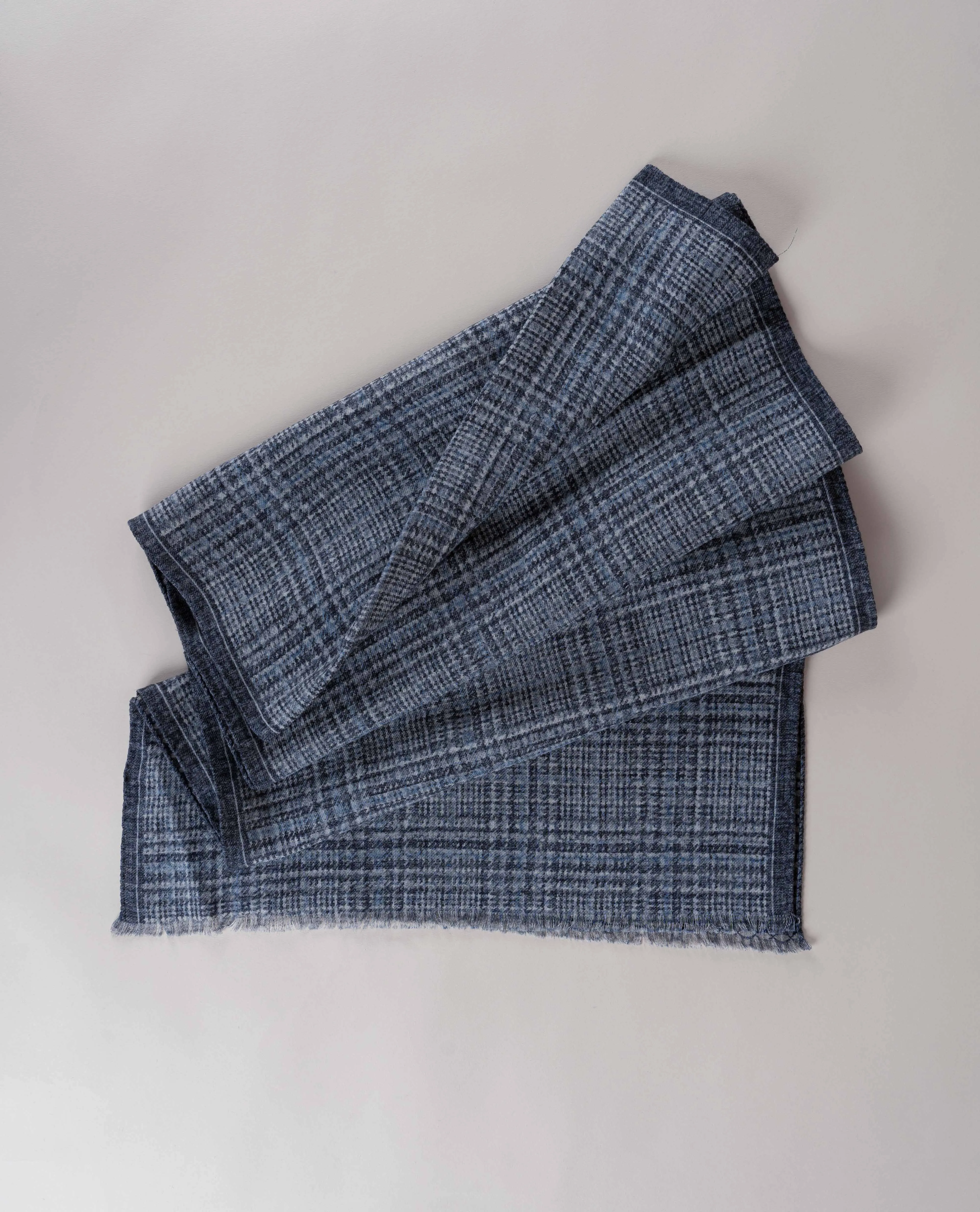 Wool Printed Scarf - Grey Check Melange sold by Paolo Albizzati product image thumbnail 4