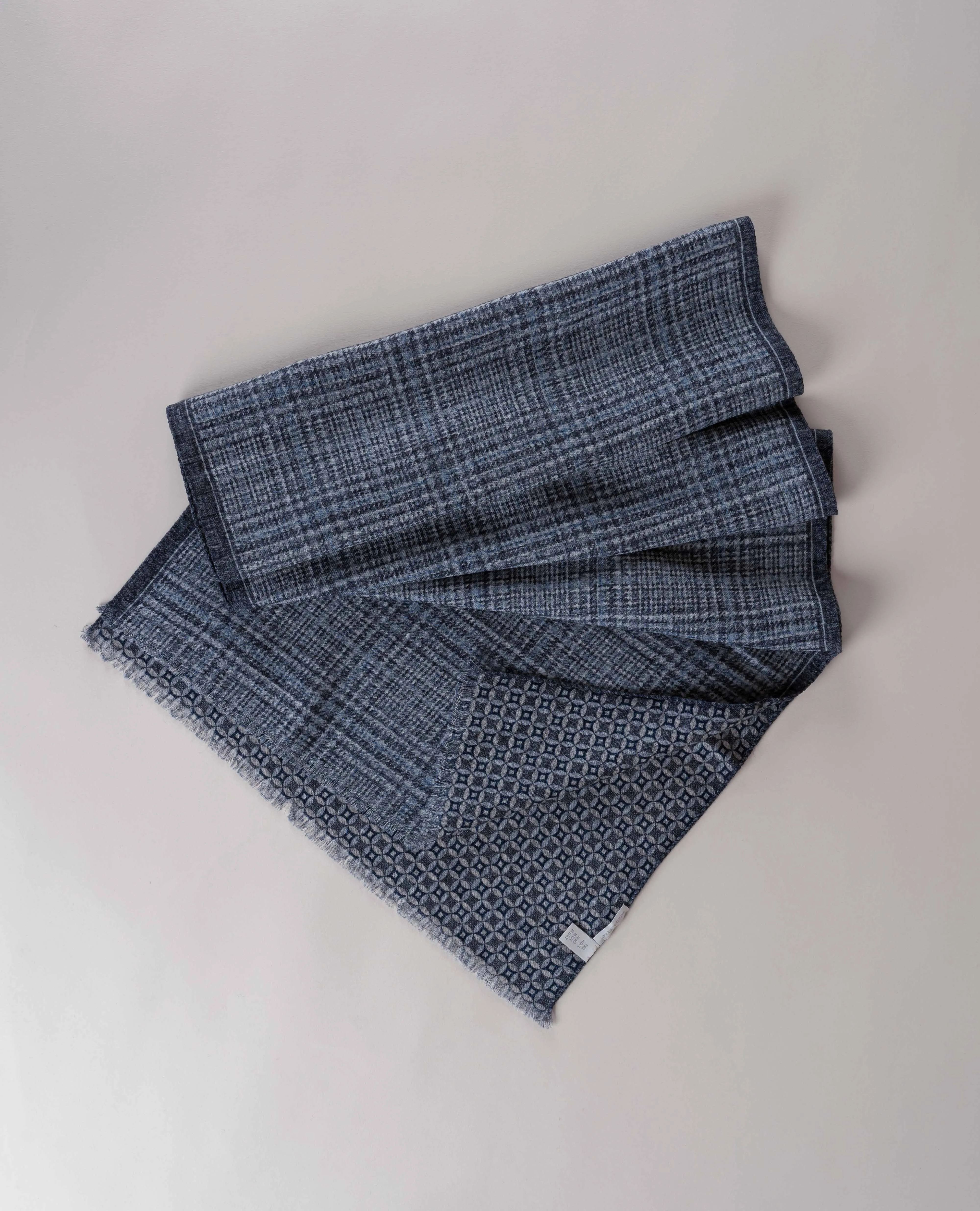 Wool Printed Scarf - Grey Check Melange sold by Paolo Albizzati product image thumbnail 5