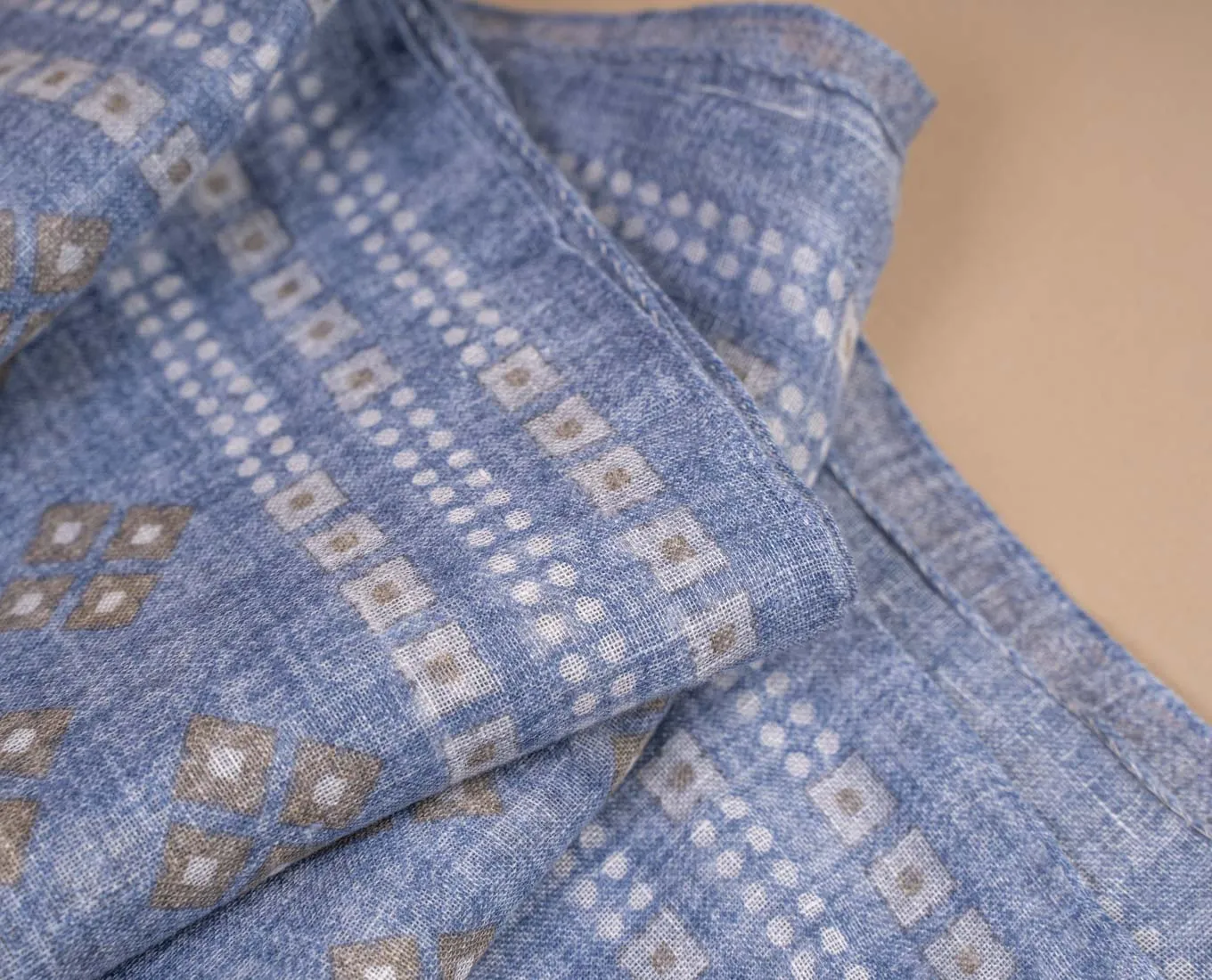 Linen Scarf - Light Blue Square Print sold by Paolo Albizzati product image thumbnail 3