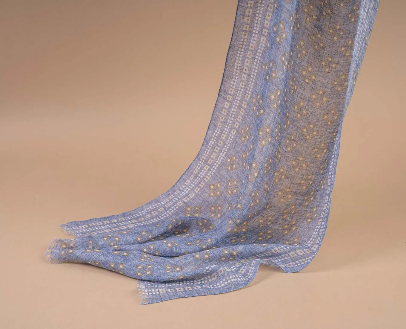 Linen Scarf - Light Blue Square Print sold by Paolo Albizzati product image thumbnail 5