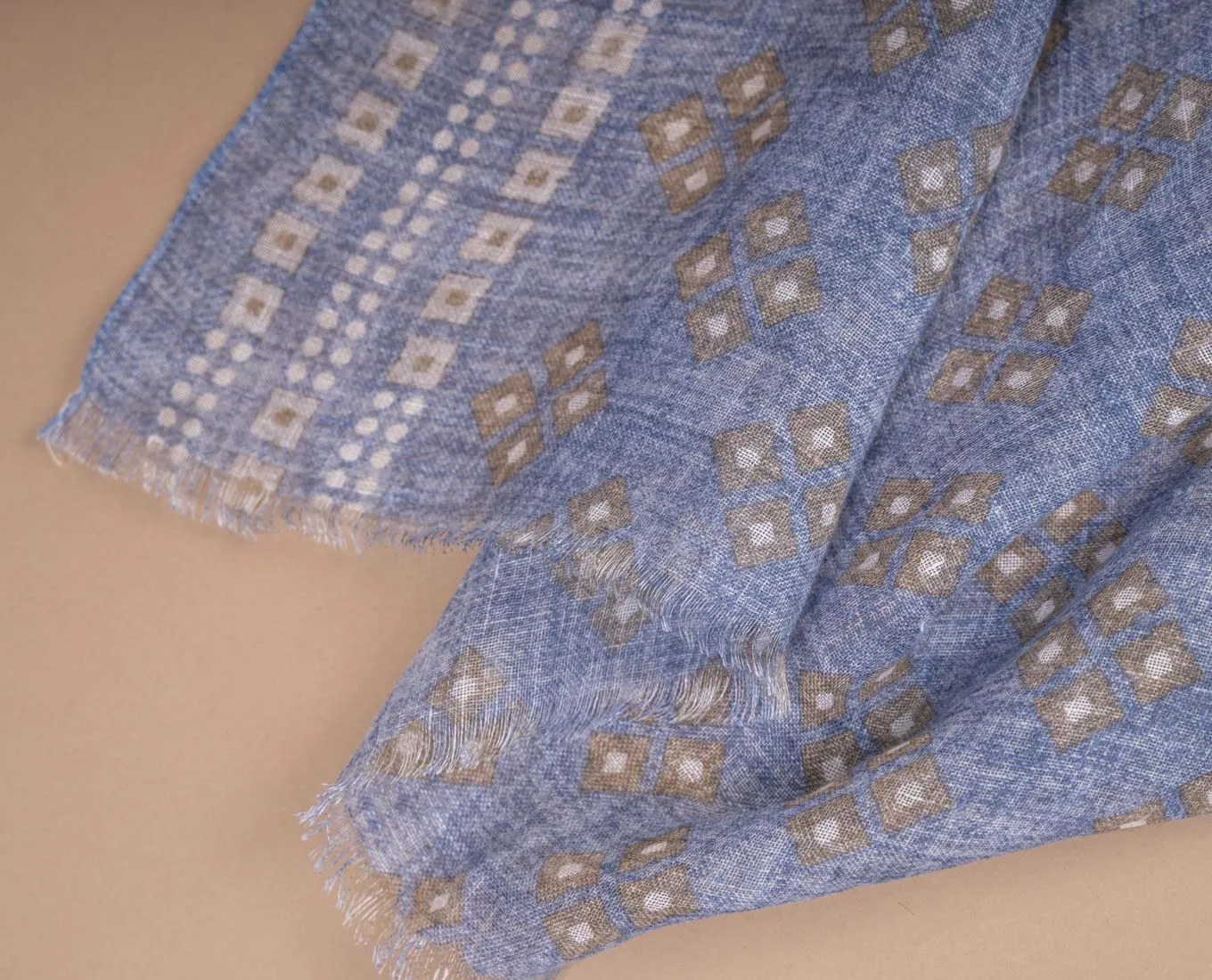 Linen Scarf - Light Blue Square Print sold by Paolo Albizzati product image thumbnail 2