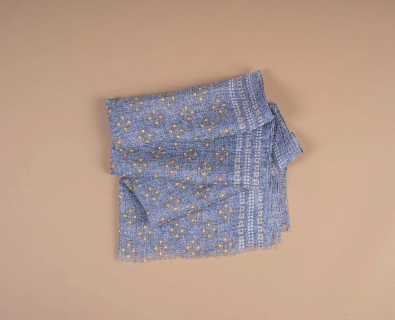 Linen Scarf - Light Blue Square Print sold by Paolo Albizzati product image thumbnail 4