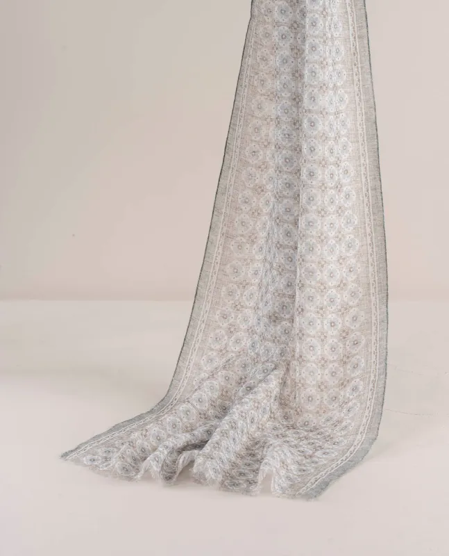 Linen Scarf - Beige Medallion Print sold by Paolo Albizzati