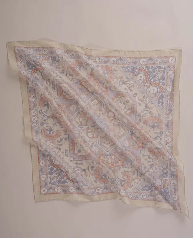 Bandana Scarf - Pastel Yellow and Blue Vintage Paisley Print Cotton sold by Paolo Albizzati