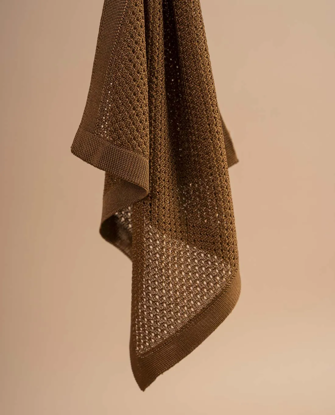 Knitted Silk Pocket Square - Rust Solid sold by Paolo Albizzati