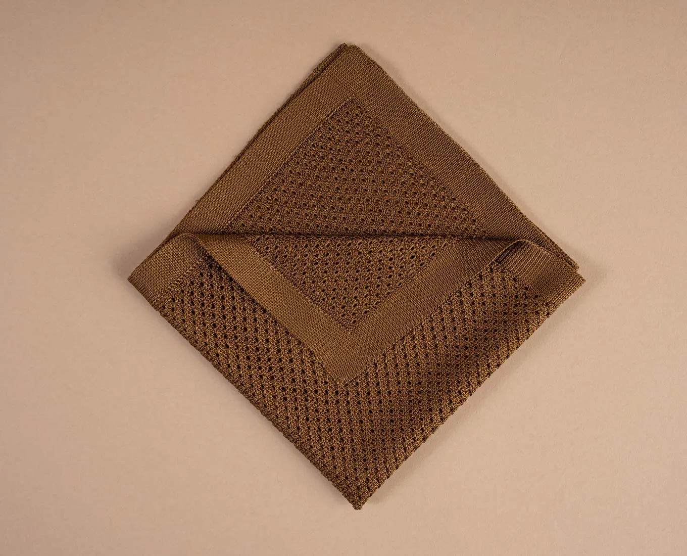 Knitted Silk Pocket Square - Rust Solid sold by Paolo Albizzati product image thumbnail 2