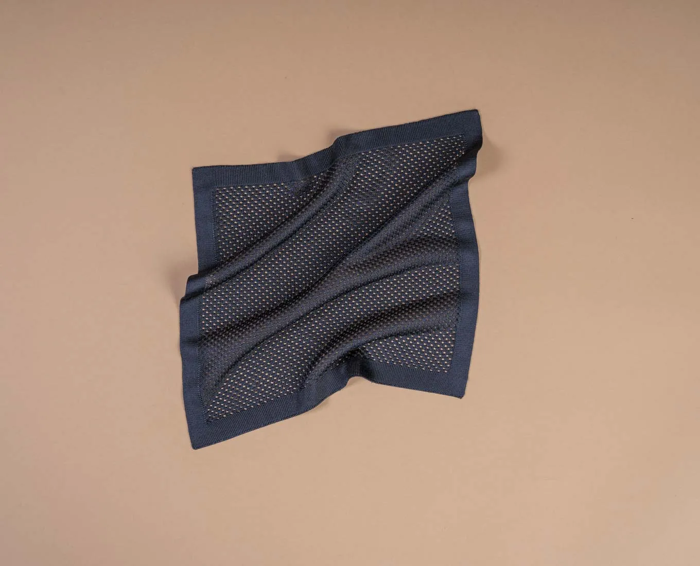Knitted Silk Pocket Square - Navy Blue Solid sold by Paolo Albizzati product image thumbnail 3
