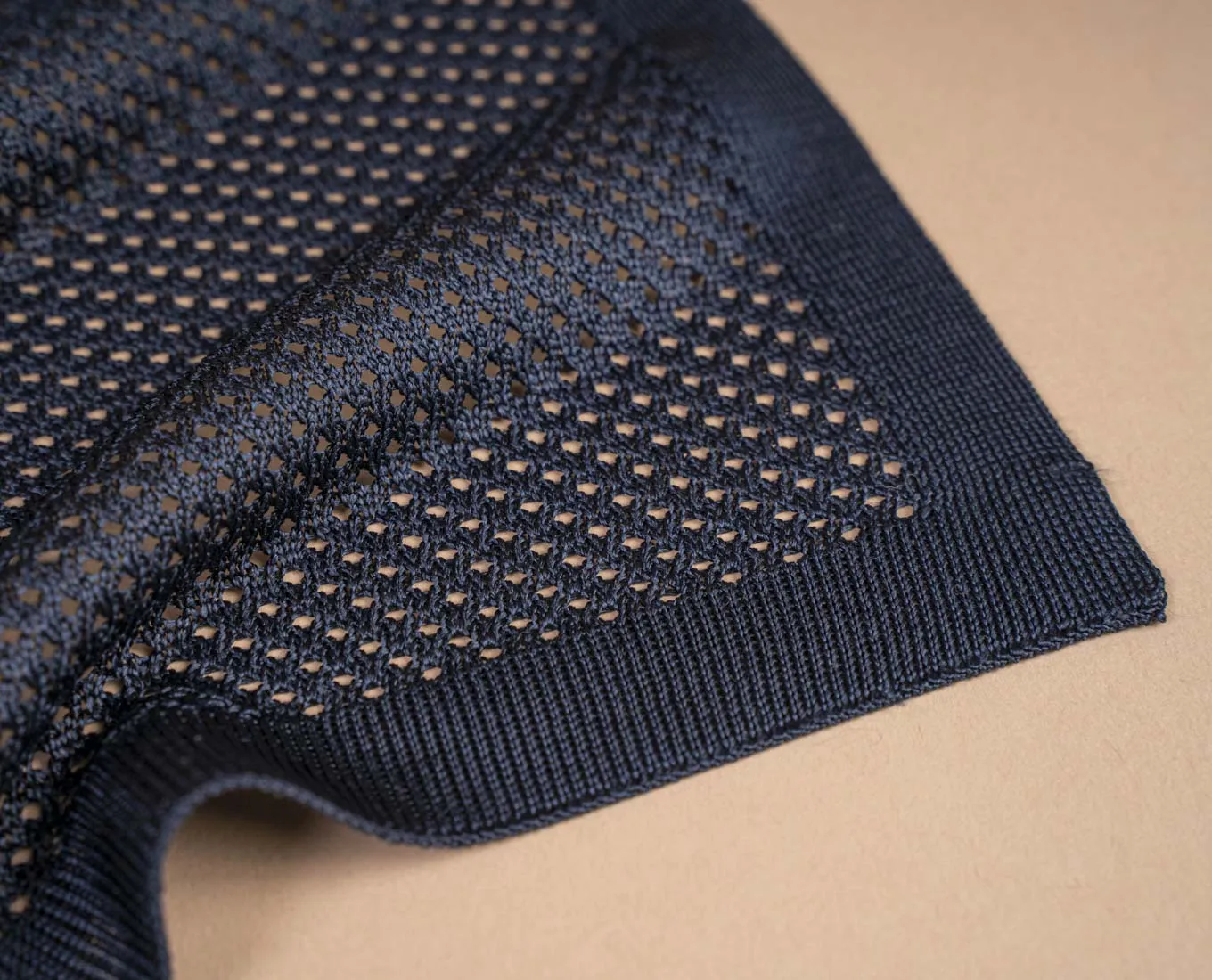 Knitted Silk Pocket Square - Navy Blue Solid sold by Paolo Albizzati product image thumbnail 2
