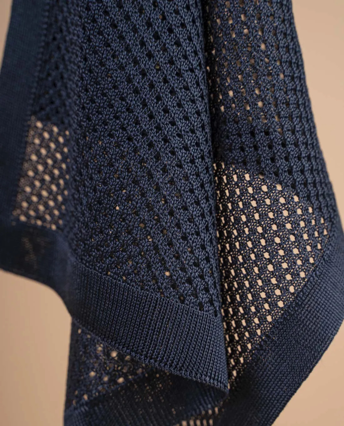 Knitted Silk Pocket Square - Navy Blue Solid sold by Paolo Albizzati product image thumbnail 5