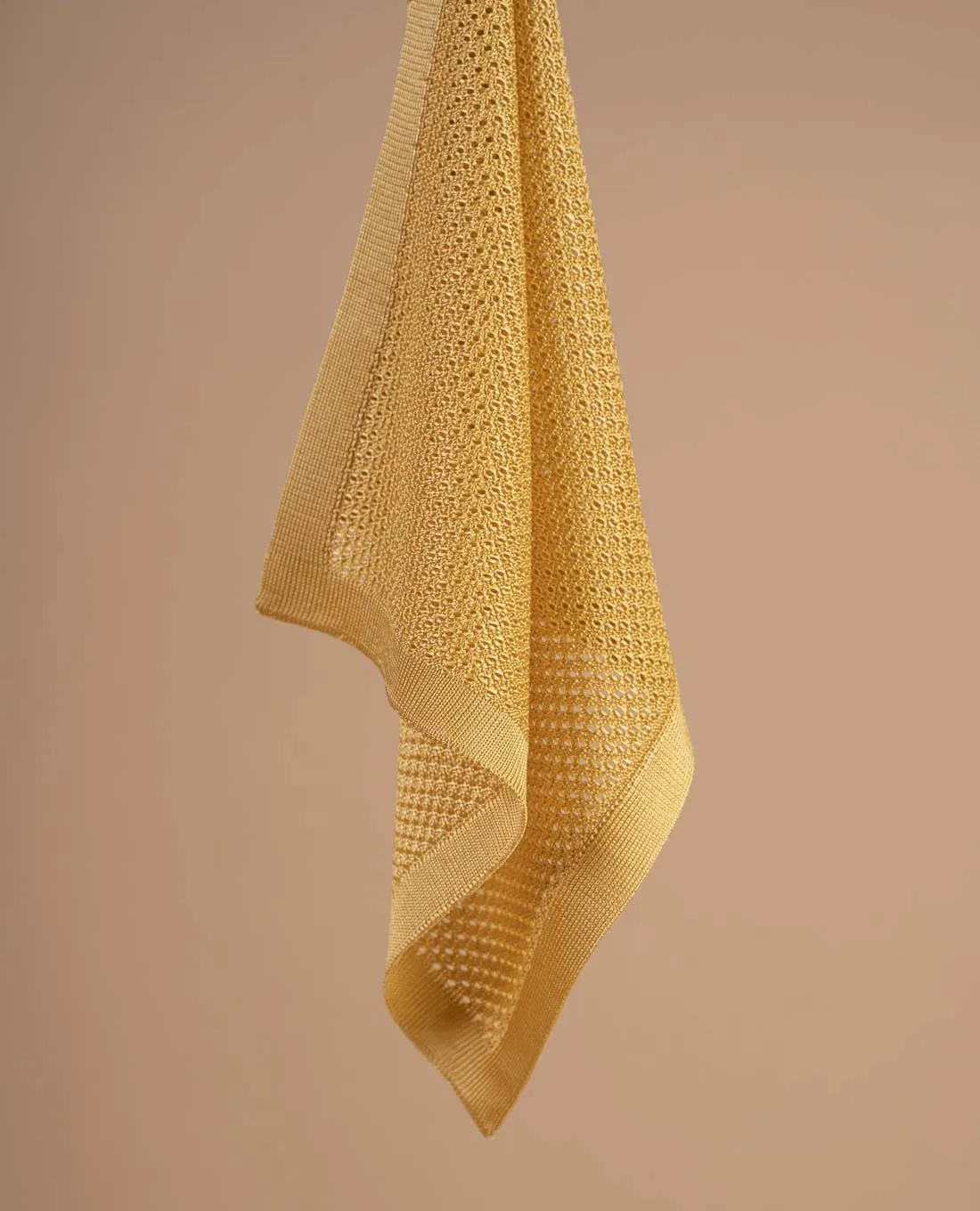 Knitted Silk Pocket Square - Yellow Solid sold by Paolo Albizzati