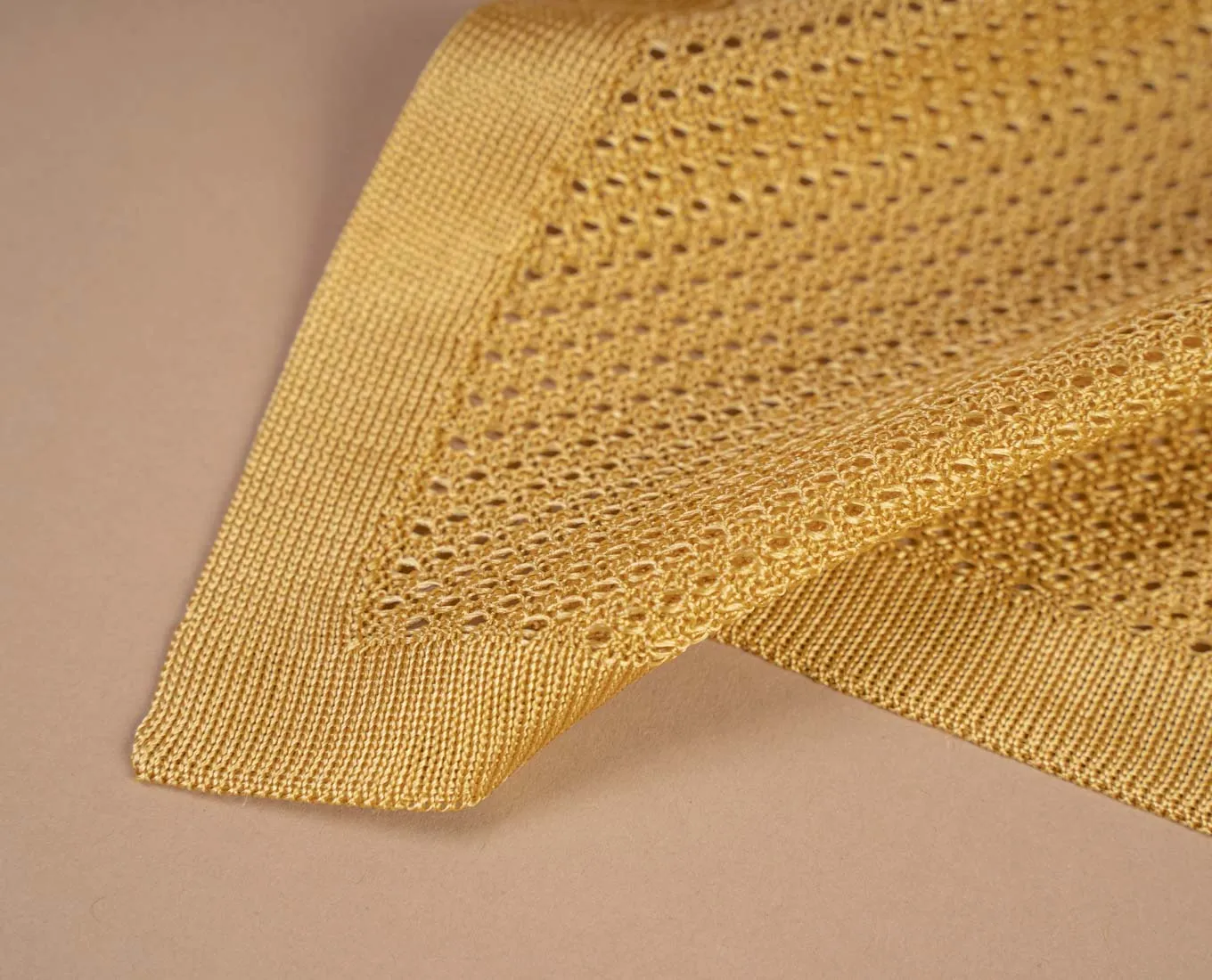 Knitted Silk Pocket Square - Yellow Solid sold by Paolo Albizzati product image thumbnail 2
