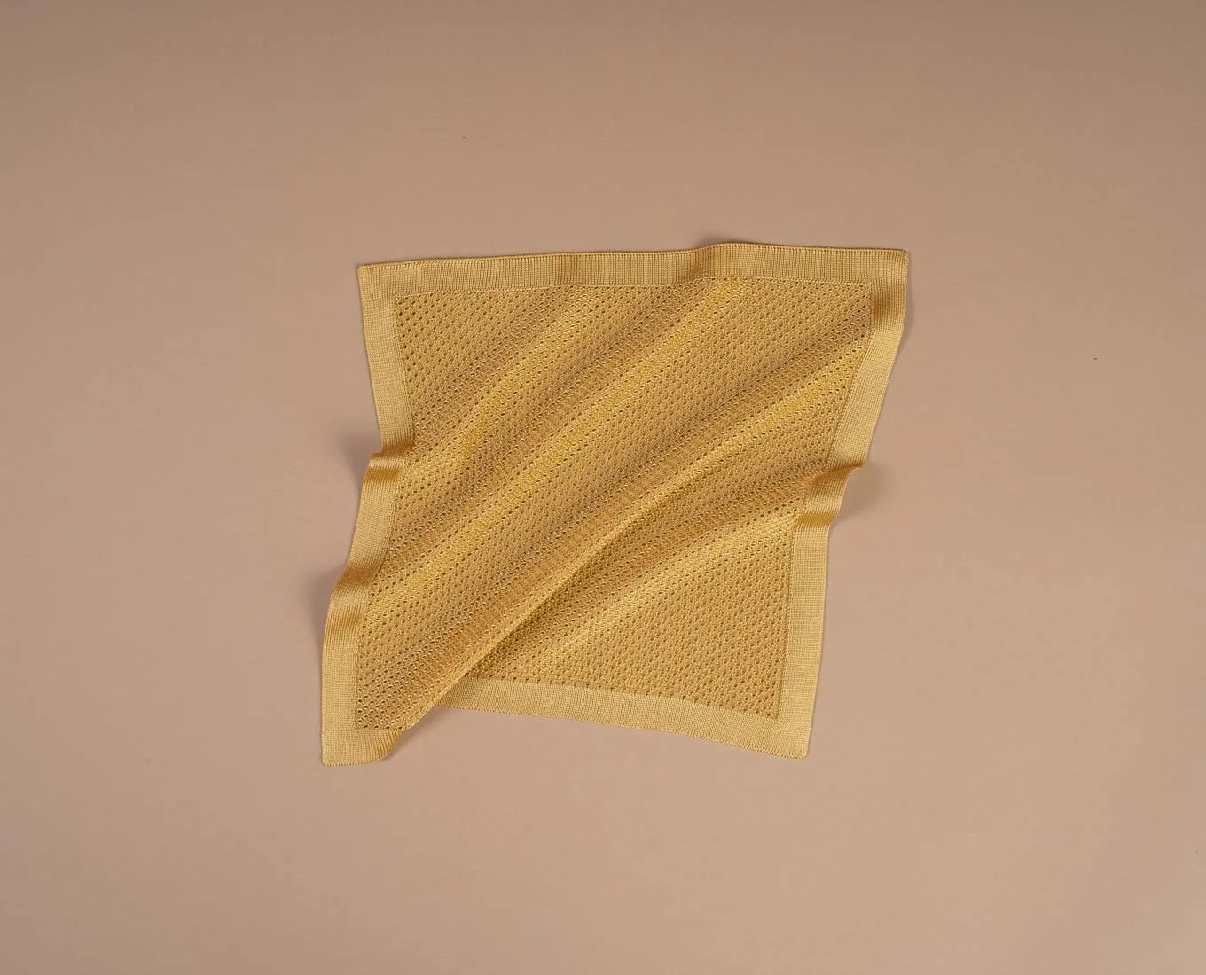 Knitted Silk Pocket Square - Yellow Solid sold by Paolo Albizzati product image thumbnail 3