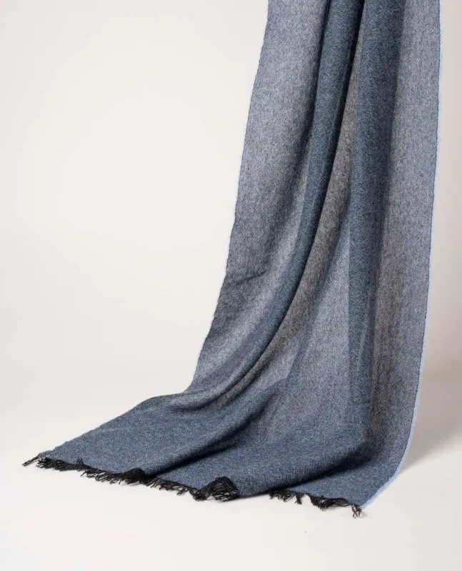 Cashmere Scarf - Denim Blue Woven Cashmere Solid sold by Paolo Albizzati