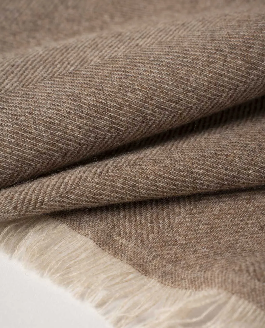 Cashmere Scarf - Beige Woven Cashmere Herringbone sold by Paolo Albizzati product image thumbnail 2