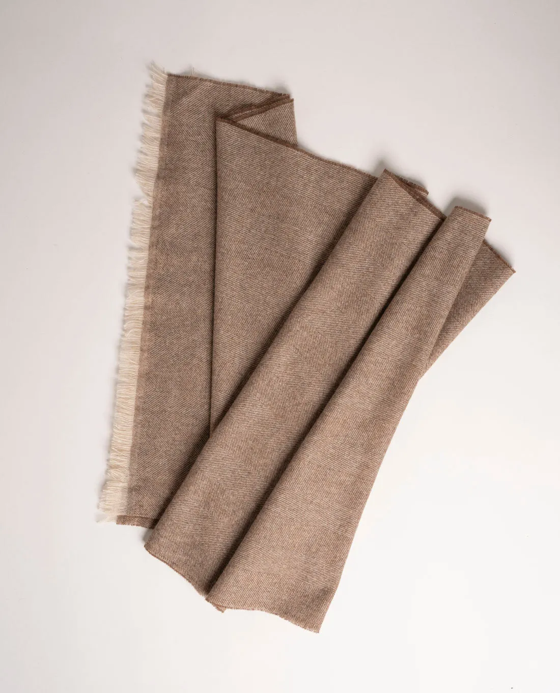 Cashmere Scarf - Beige Woven Cashmere Herringbone sold by Paolo Albizzati product image thumbnail 3