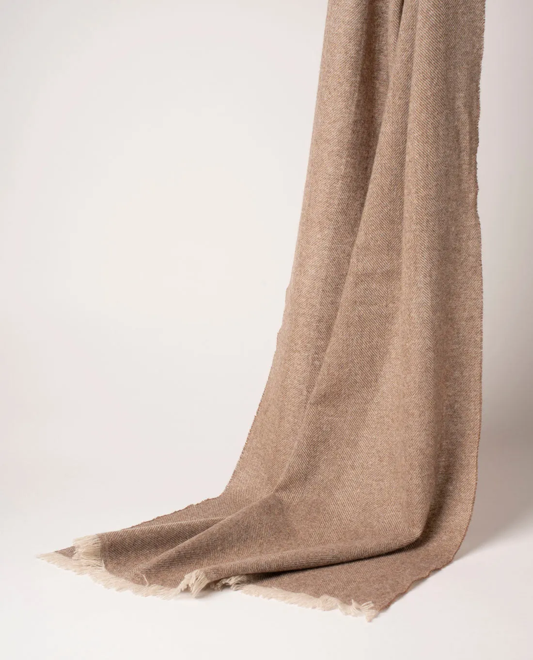 Cashmere Scarf - Beige Woven Cashmere Herringbone sold by Paolo Albizzati