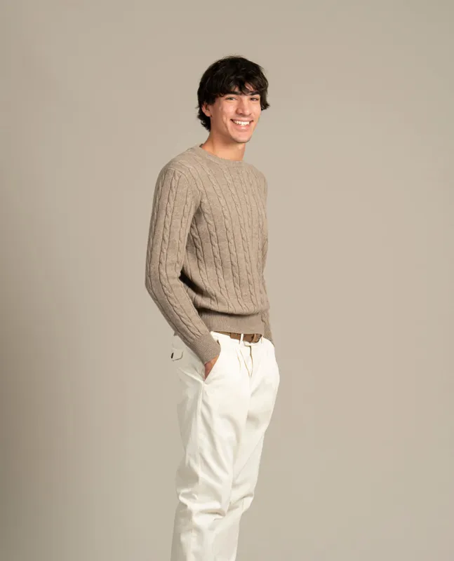 Pure Cashmere Cable Knit Sweater - Beige sold by Paolo Albizzati