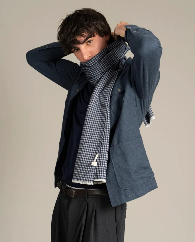 Wool Woven Scarf - Blue Gingham sold by Paolo Albizzati