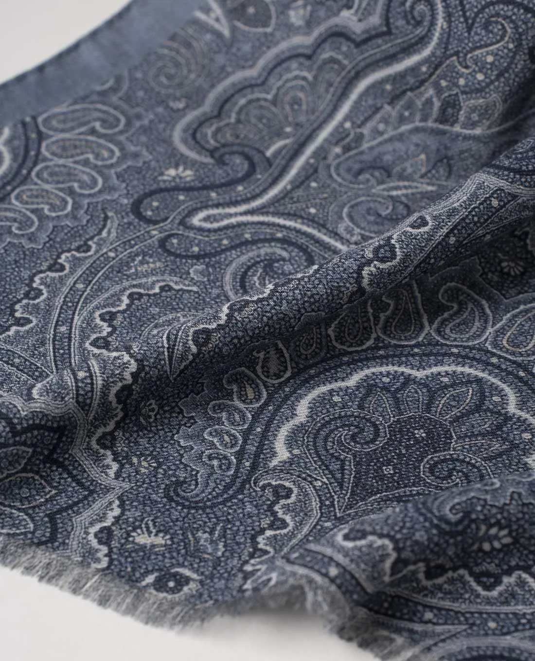 Wool Printed Scarf - Blue Modern Paisley sold by Paolo Albizzati product image thumbnail 4