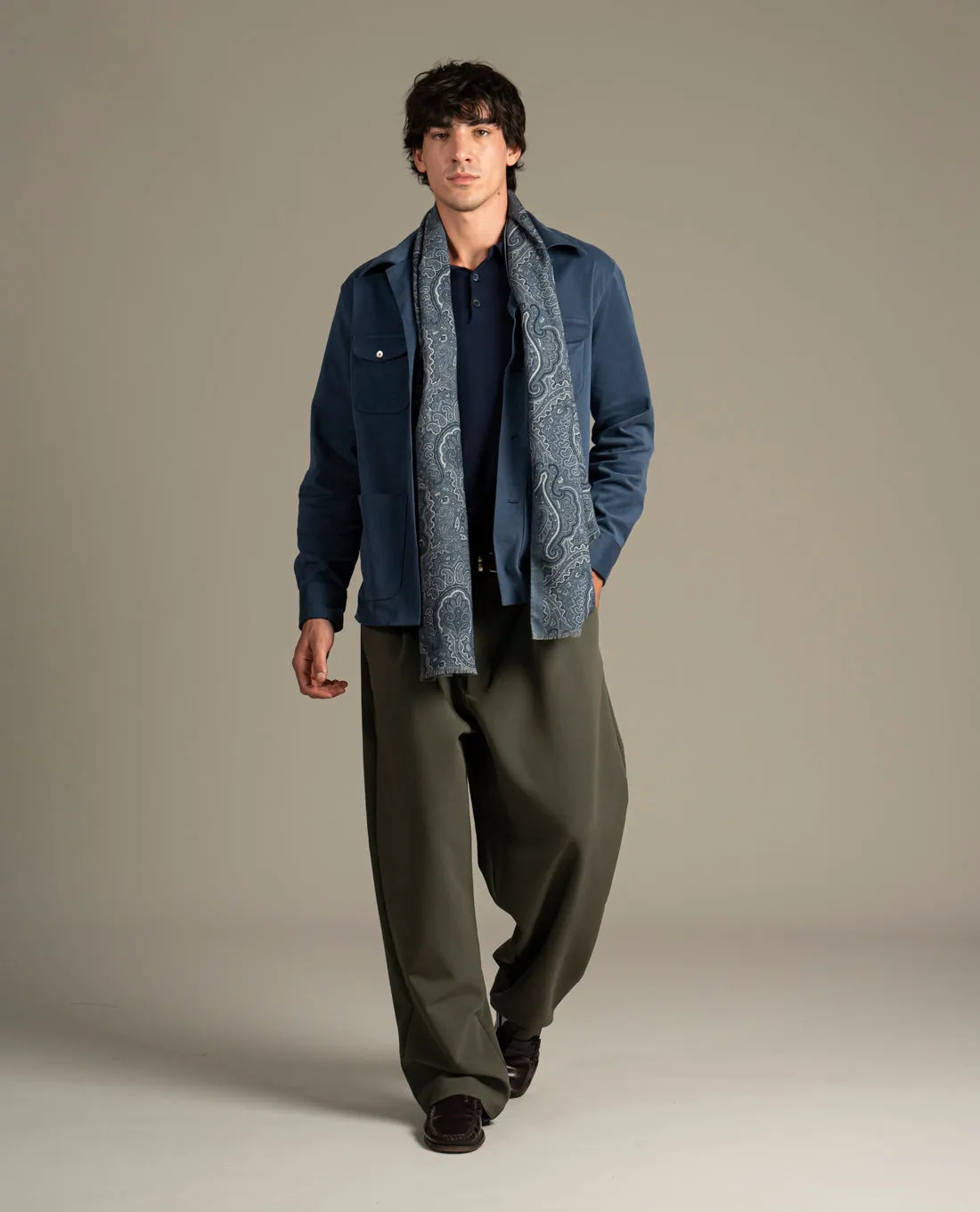 Wool Printed Scarf - Blue Modern Paisley sold by Paolo Albizzati product image thumbnail 3