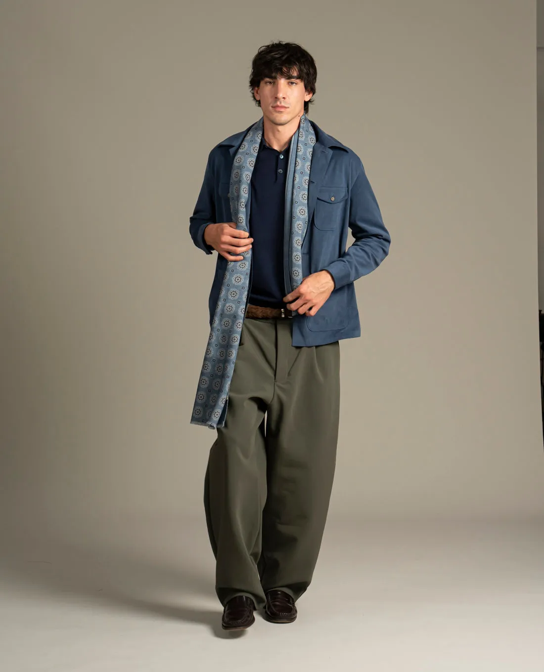 Wool Printed Scarf - Medium Blue Medallion sold by Paolo Albizzati product image thumbnail 5