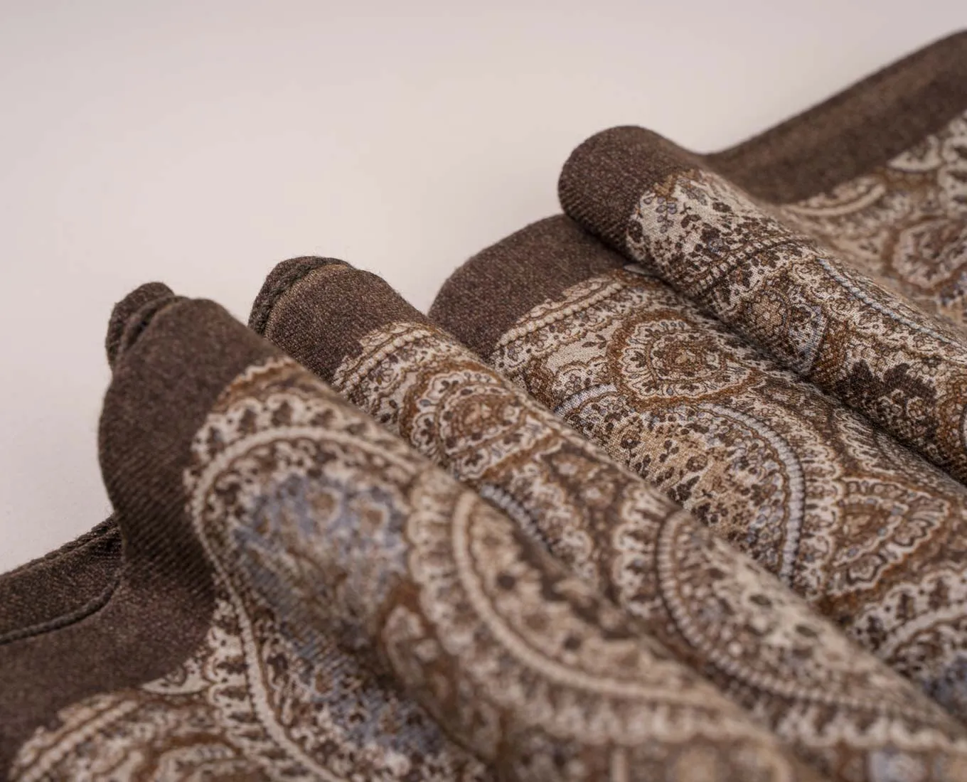 Wool Printed Scarf - Brown Paisley sold by Paolo Albizzati product image thumbnail 2